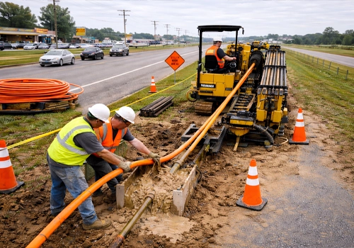 fiber optic drilling Central Illinois underground fiber installation directional drilling