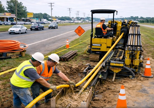 trenchless drilling installation Central Illinois underground utility installation drilling